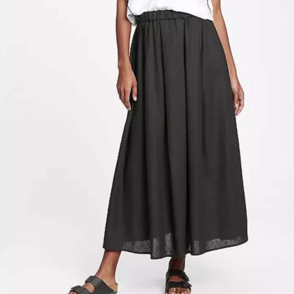 GAP Linen Maxi Skirt, Black, Size Medium